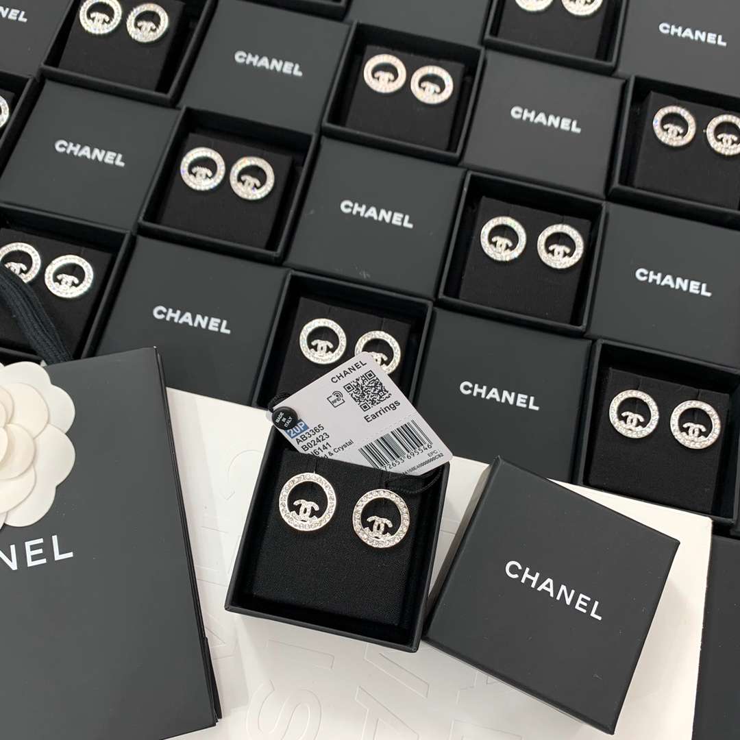 Ch**el Hoop Earrings Silver For Women