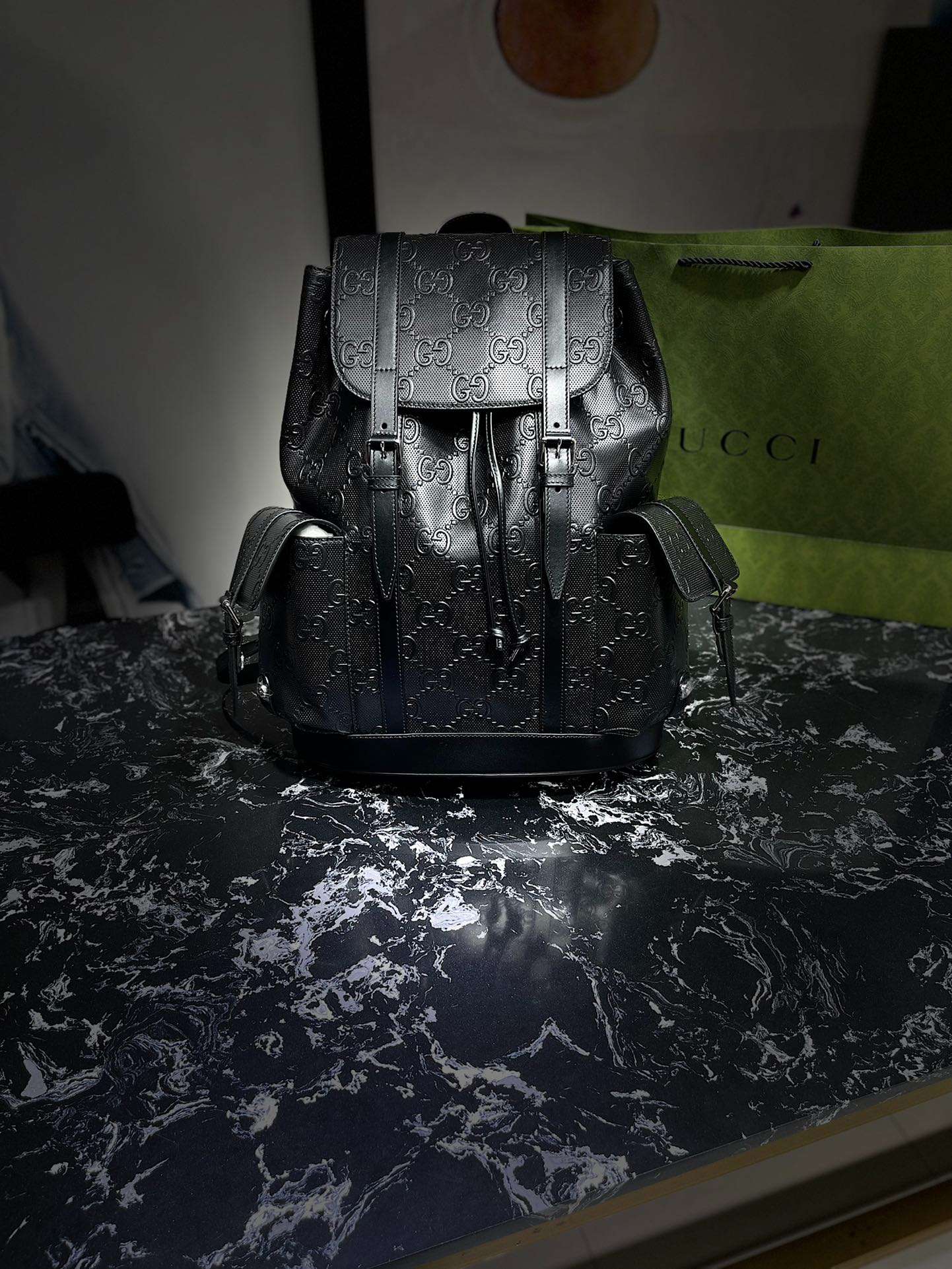 Gvc*1 Embossed Backpack GG Black For Men 41cm / 16.1in 625770 1W3BN 1000