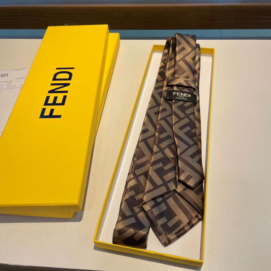 F**di Tie Silk Necktie Brown For Men FXC023A003F13D6