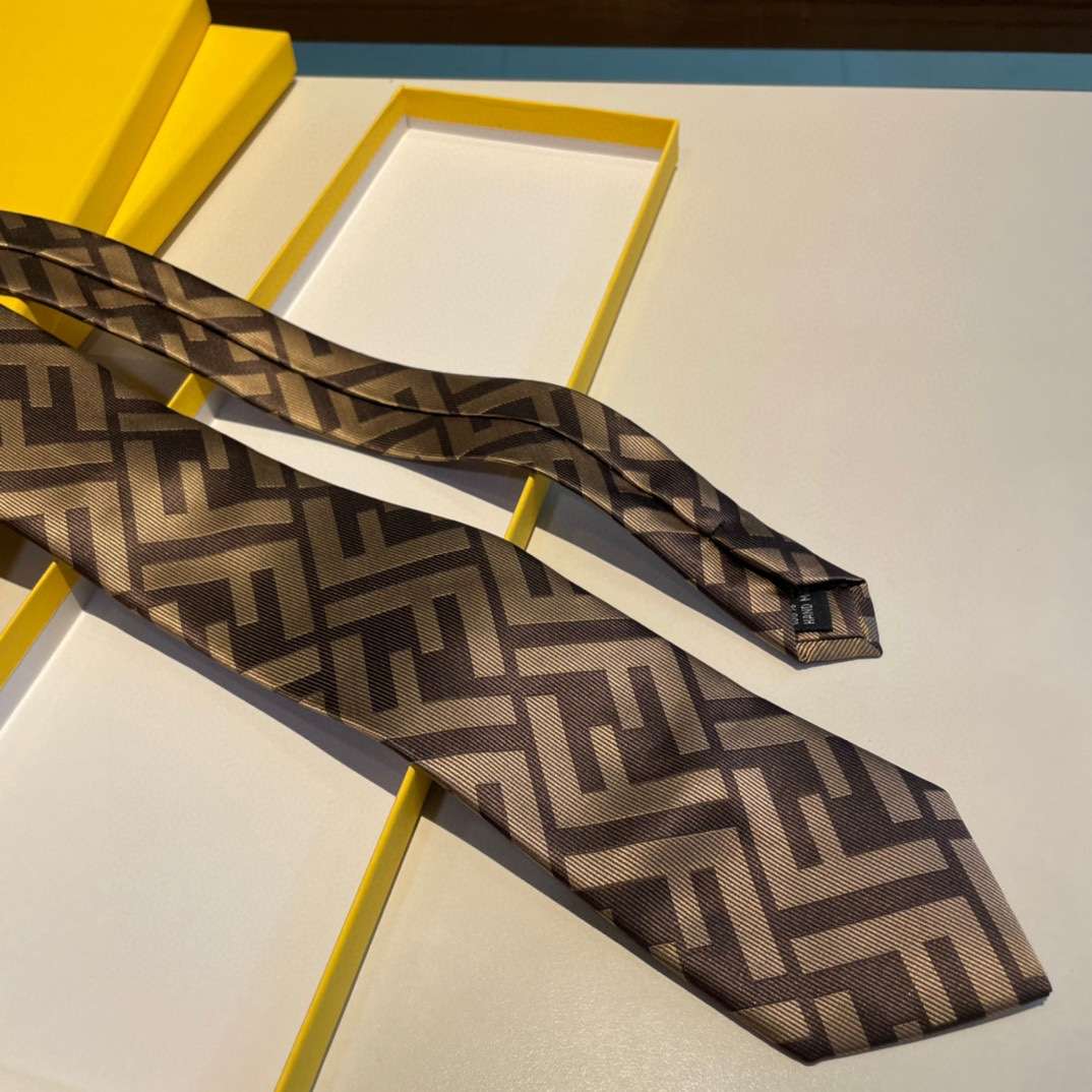 F**di Tie Silk Necktie Brown For Men FXC023A003F13D6