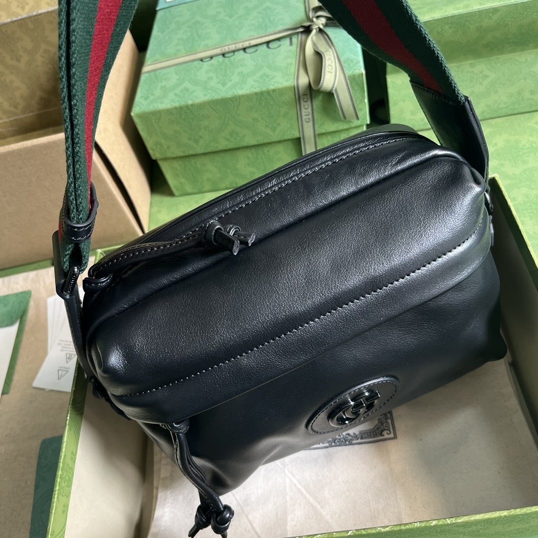 Gvc*1 Shoulder Tonal Double G Bag Green Khaki/Black For Men 23.3cm/9.2in 725696 AABDH 3353