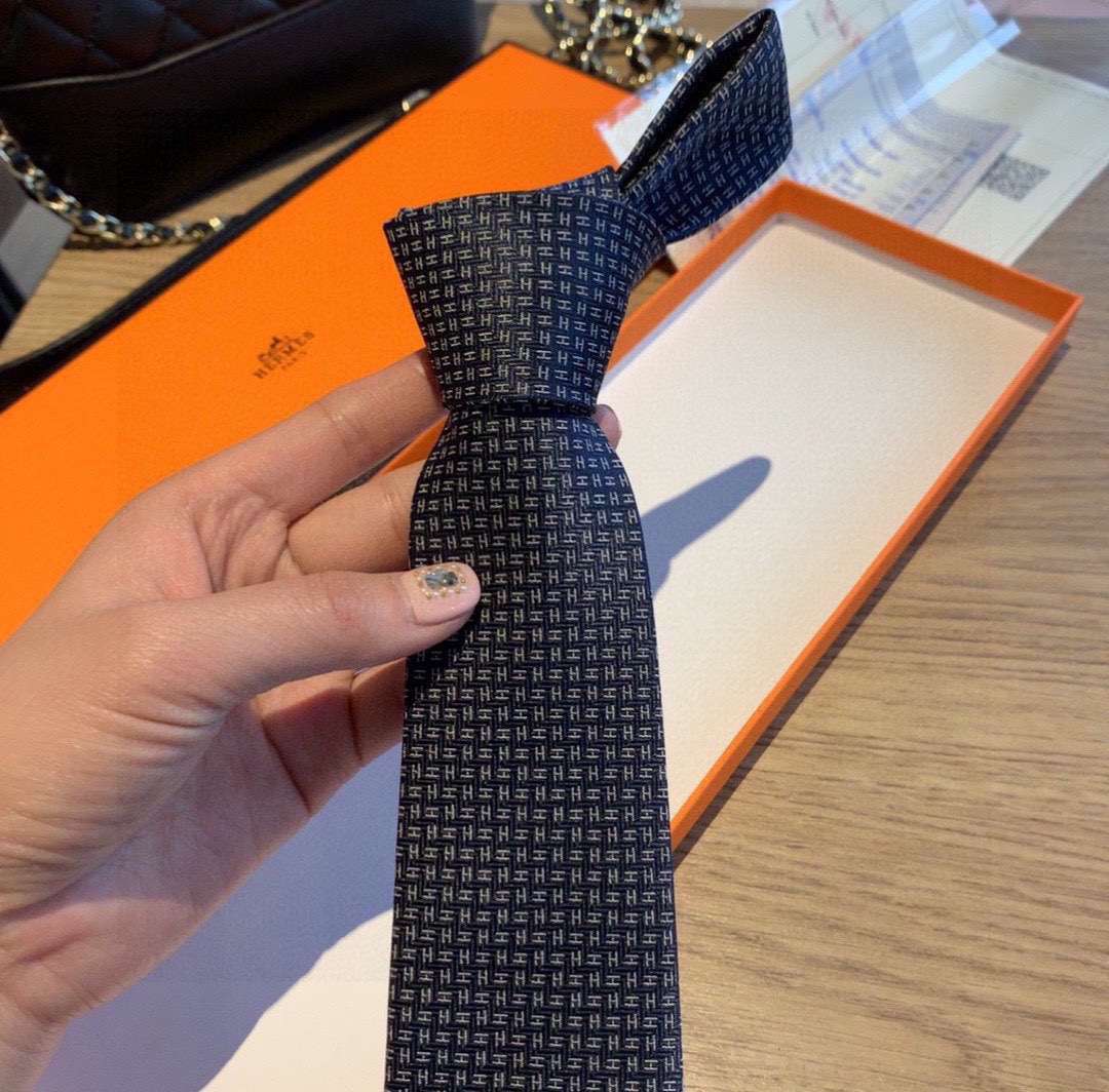 H**me5 Tie 7 Faconnee New H Navy Blue For Men