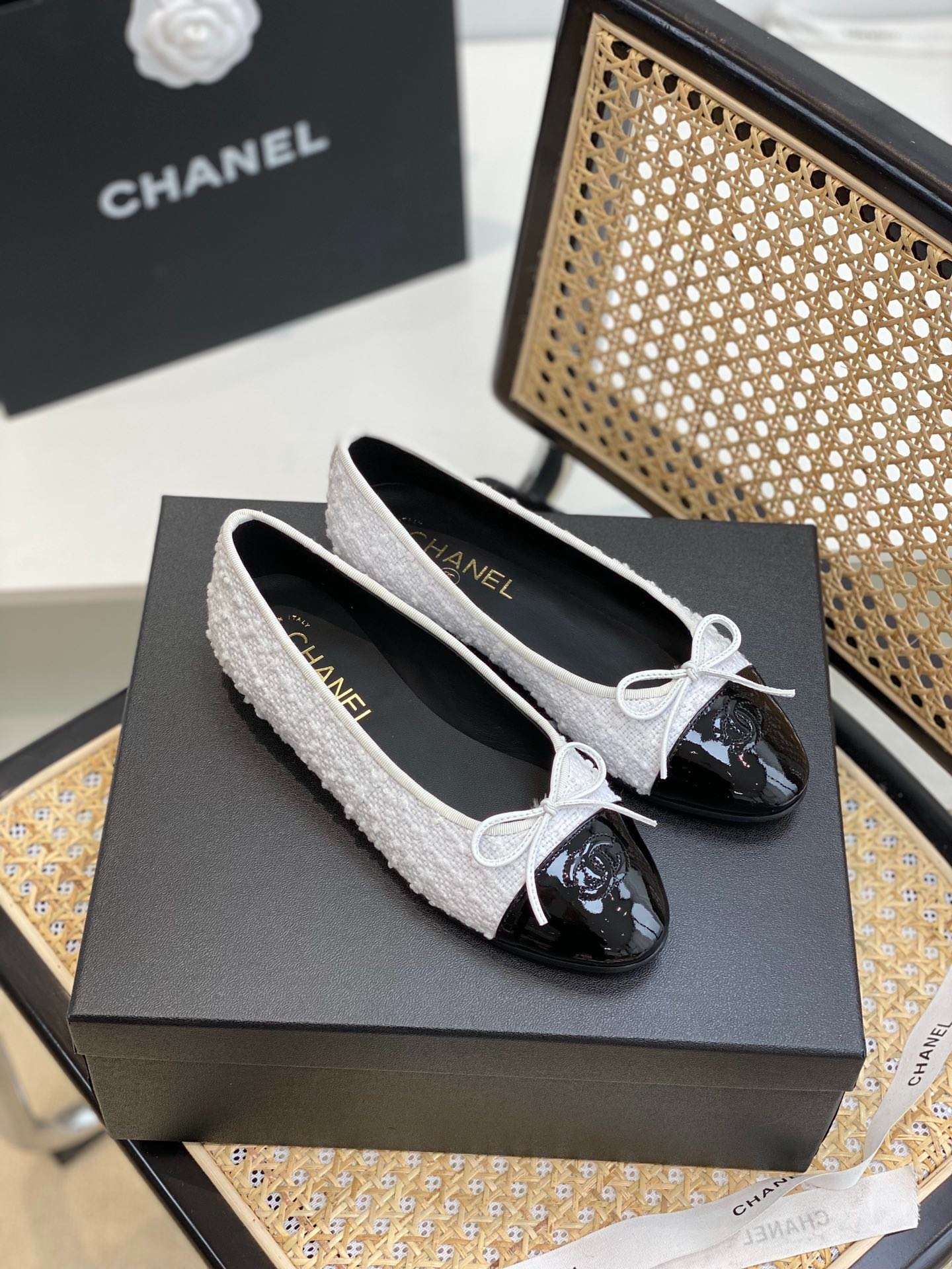 Ch**el Ballet Flats White For Women