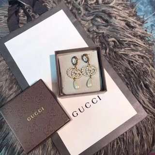 Gvc*1 Square Double Pearl Earrings Gold For Women