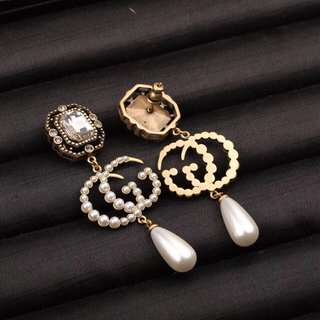 Gvc*1 Square Double Pearl Earrings Gold For Women