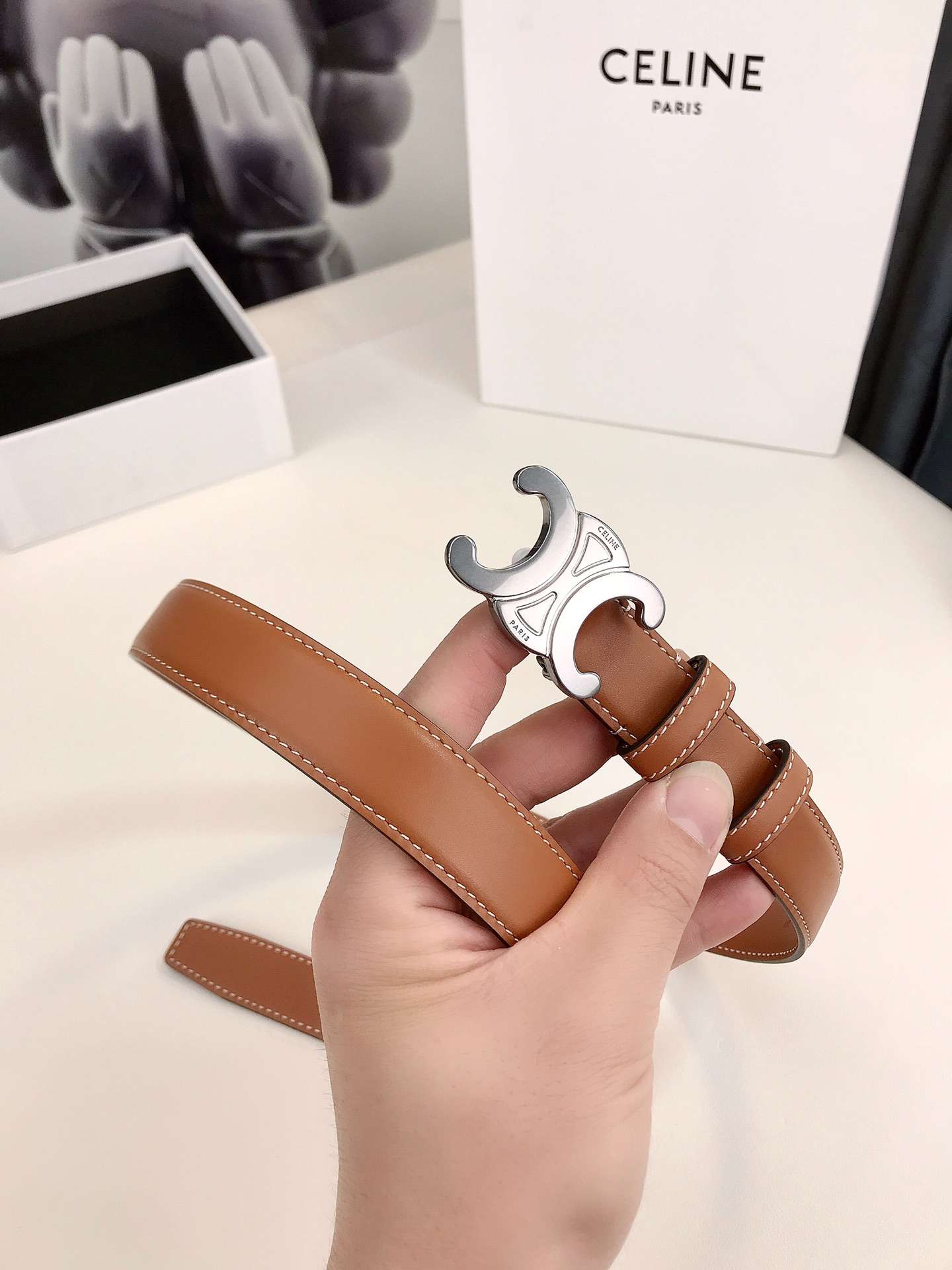 Ce1i*e Triomphe Belt Brown For Women