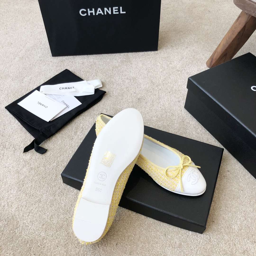 Ch**el Ballet Flats Yellow For Women