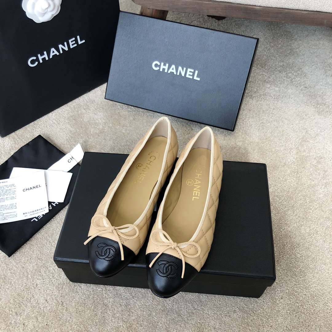 Ch**el Ballet Flats Beige For Women