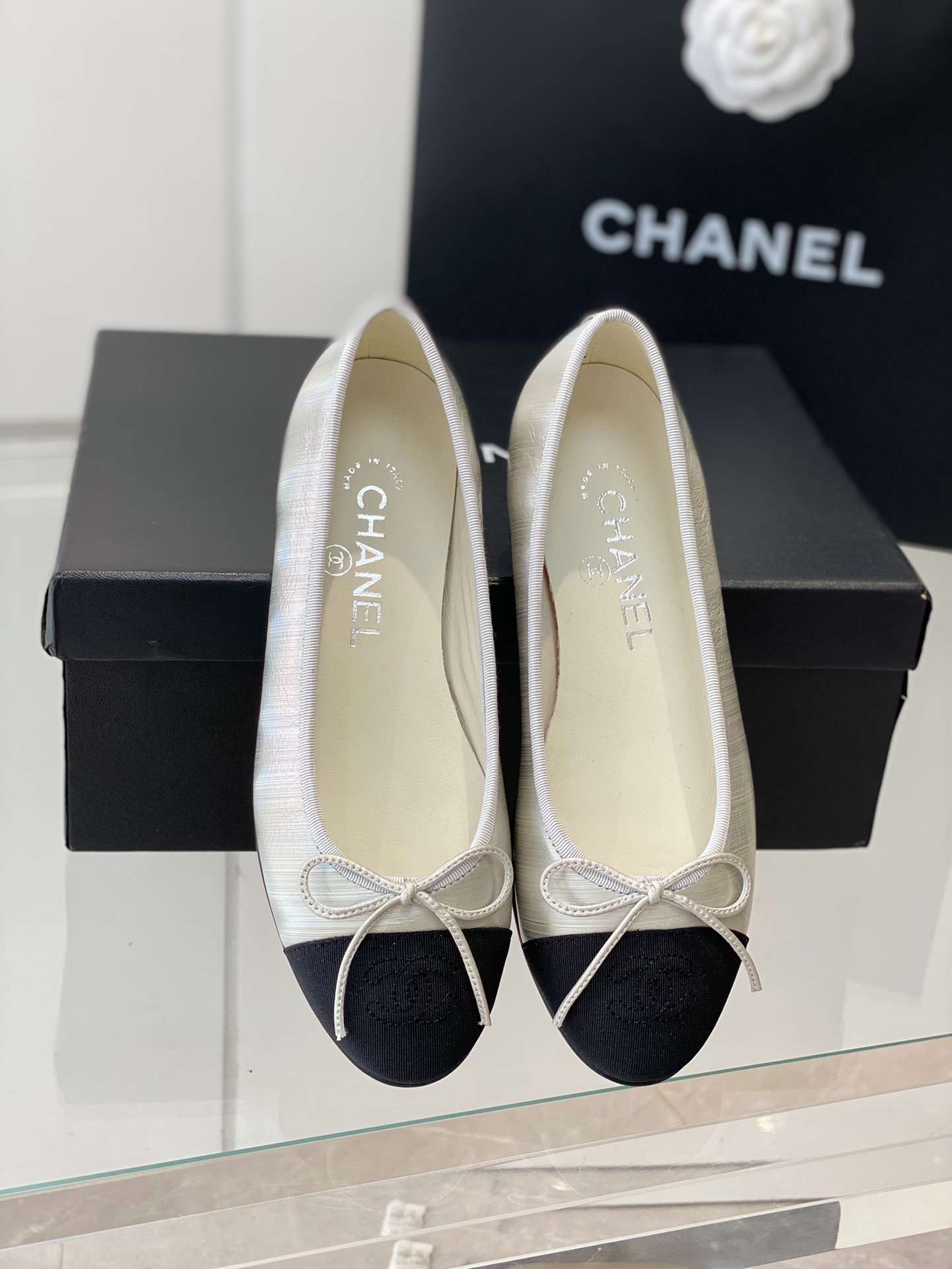 Ch**el Ballet Flats Silver For Women