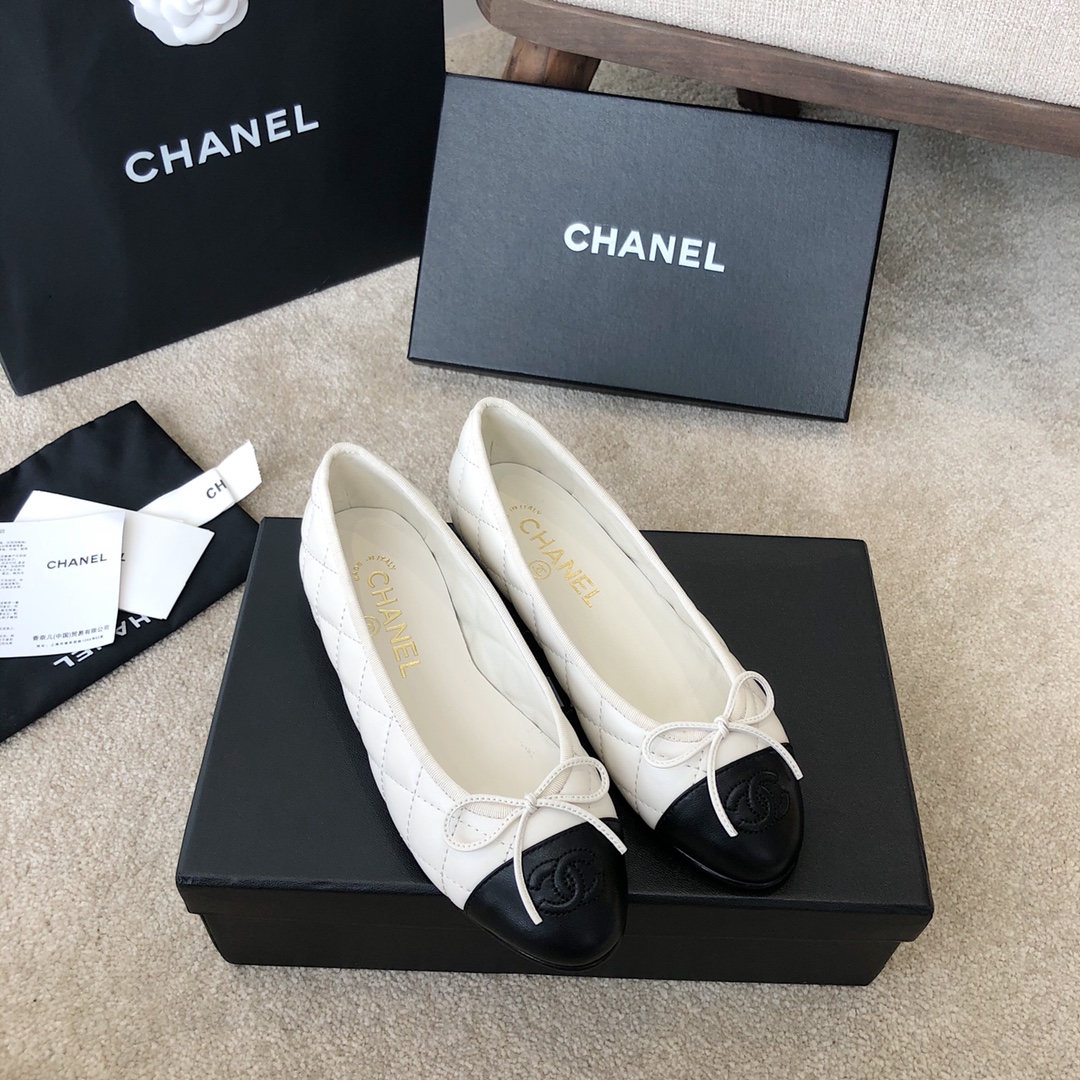 Ch**el Ballet Flats White For Women