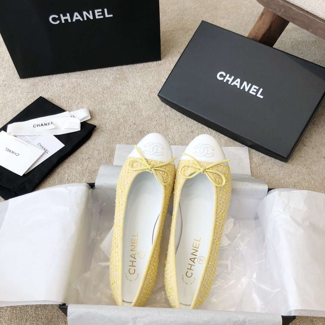 Ch**el Ballet Flats Yellow For Women