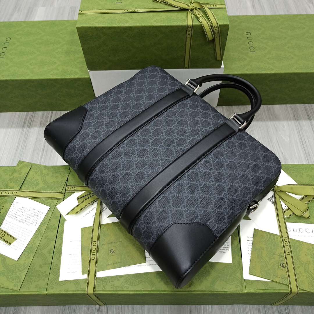Gvc*1 Black Briefcase GG Grey For Men 36cm / 12.2in 474135 K5RLN 1095
