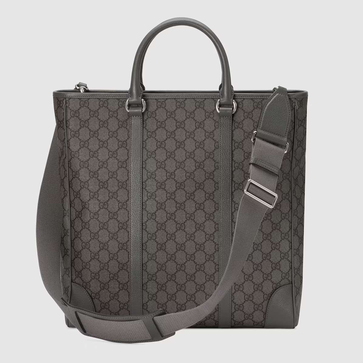 Gvc*1 Ophidia Medium Tote Grey And Black Bag For Men 763316 FACJY 1244- 15 Inches/ 38 Cm