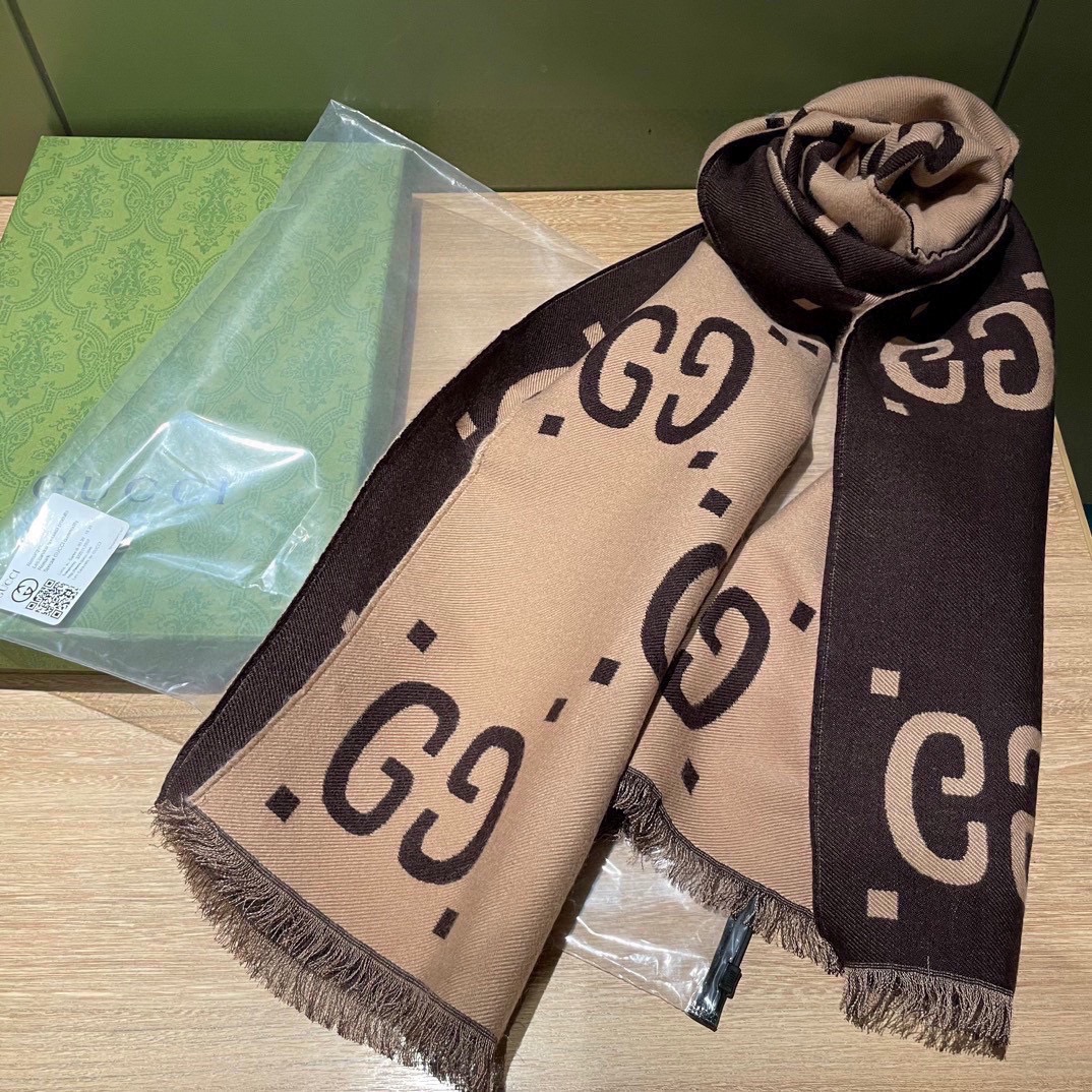 Gvc*1 Wool Silk Scarf Beige For Women