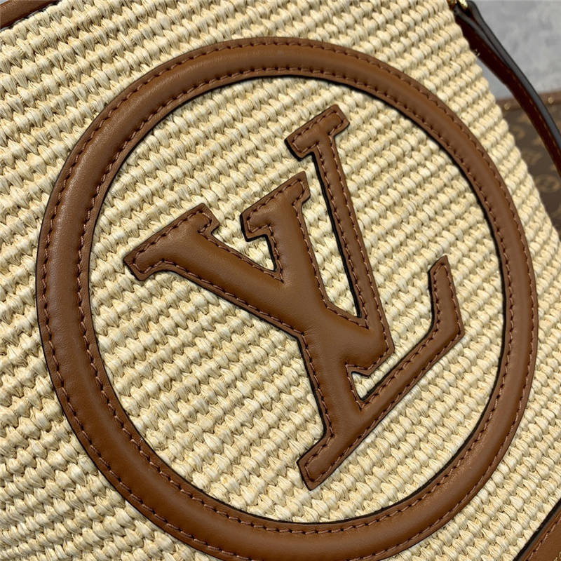 L0vis Vvtt0n Petit Bucket Raffia Beige For Women 9.4in/24cm