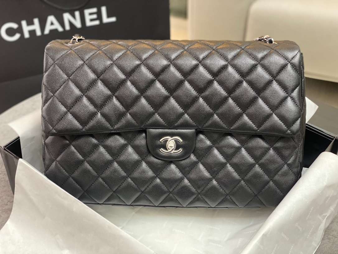 Ch**el Maxi Jumbo XL Classic Bag Black For Women 35cm/13.8in