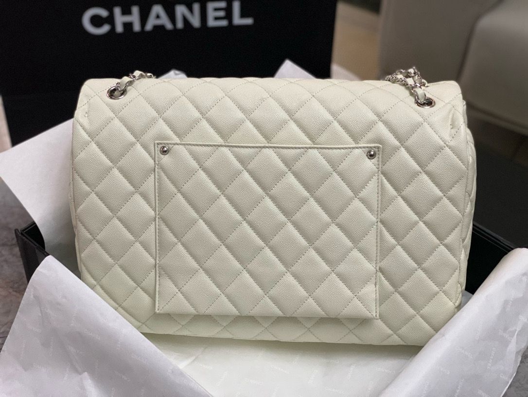 Ch**el Maxi Jumbo XL Classic Bag White For Women 35cm/13.8in