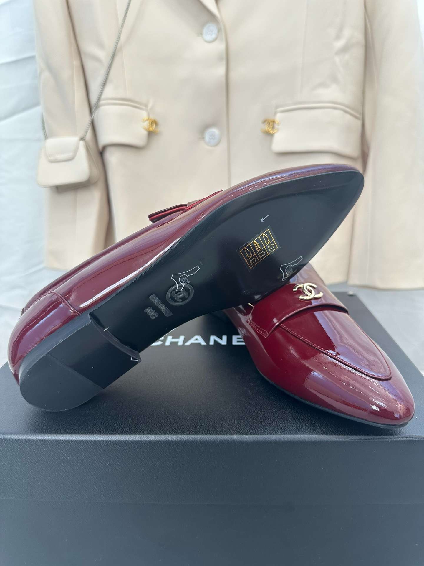 Ch**el Goddess Loafers Burgundy For Women