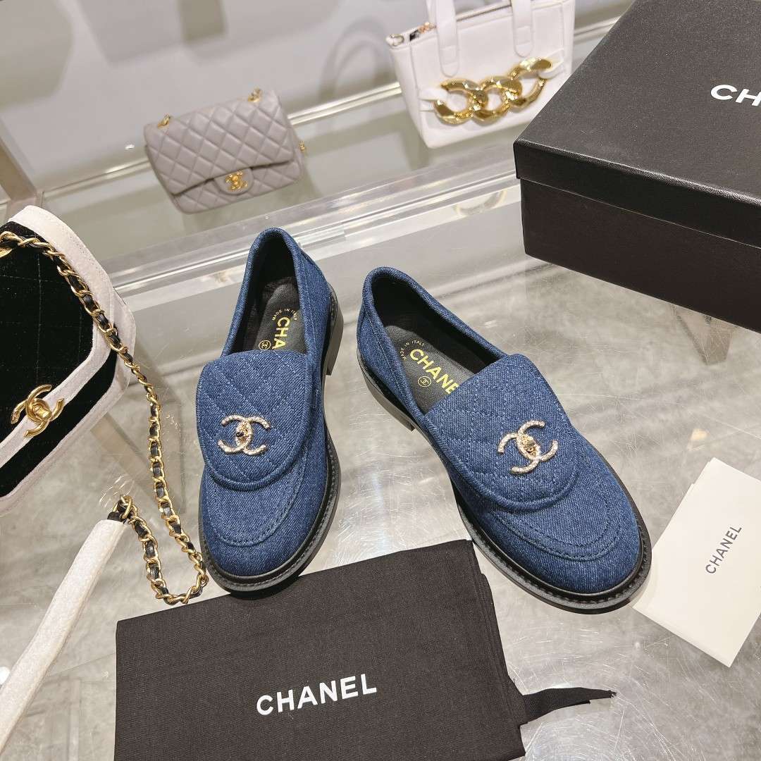 Ch**el Moccasins Navy Blue For Women