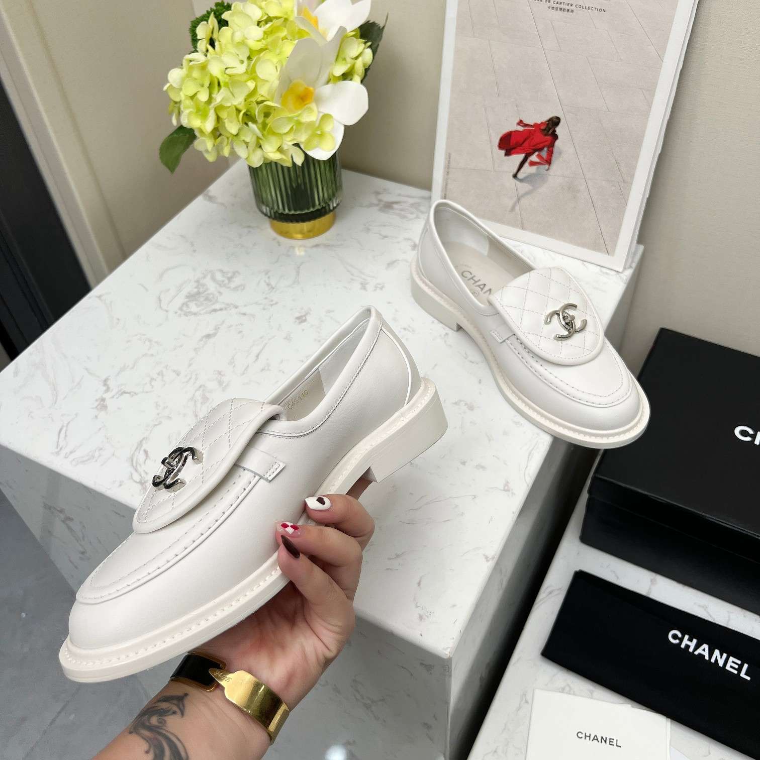 Ch**el Moccasins White For Women