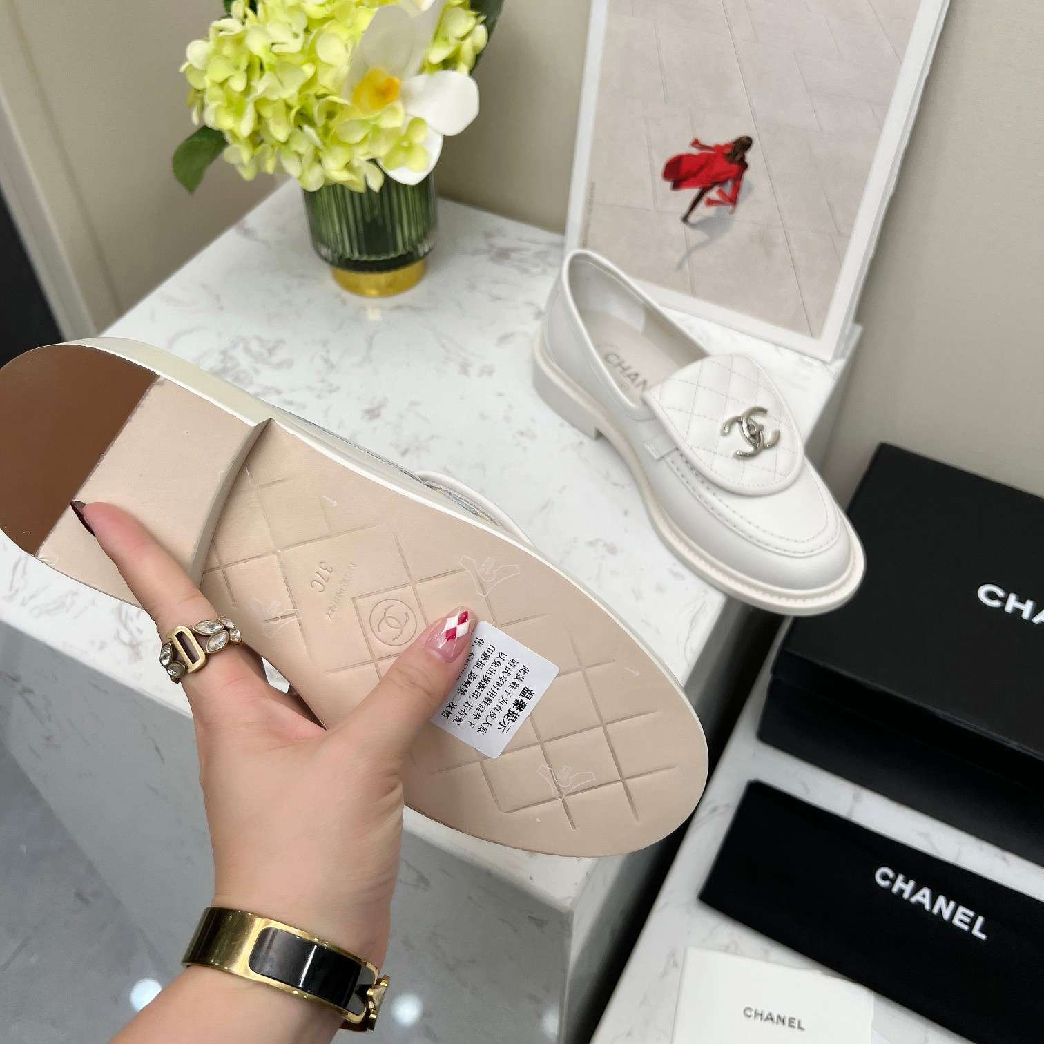 Ch**el Moccasins White For Women