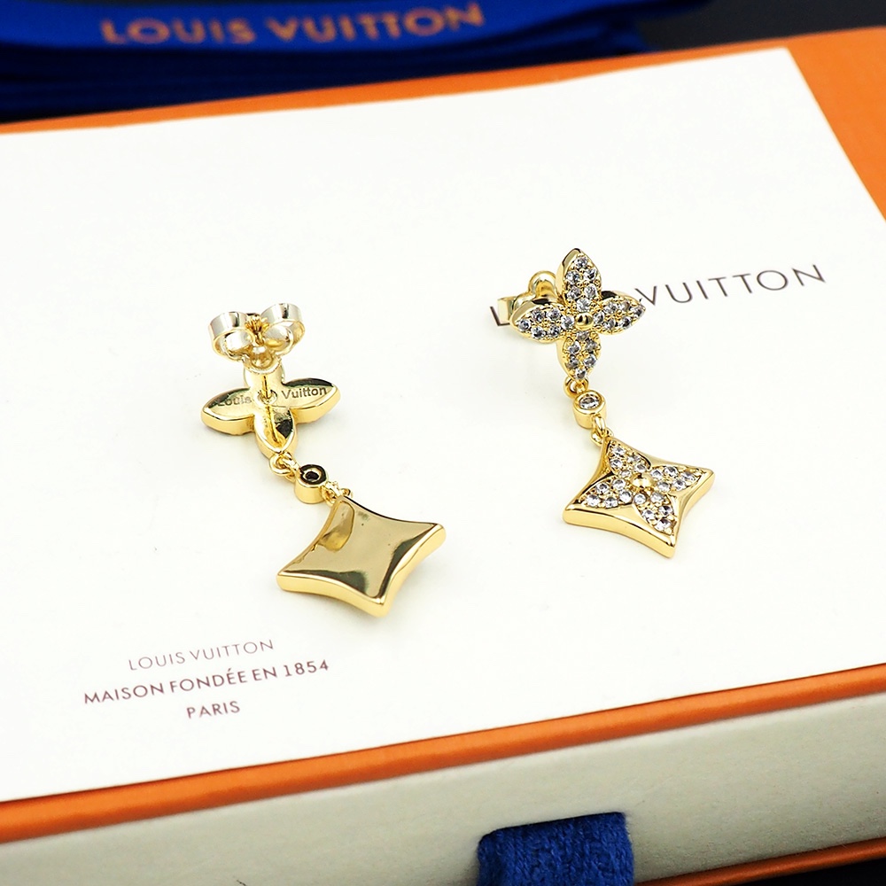 L0vis Vvtt0n D1am0nd Floral Earrings Gold For Women