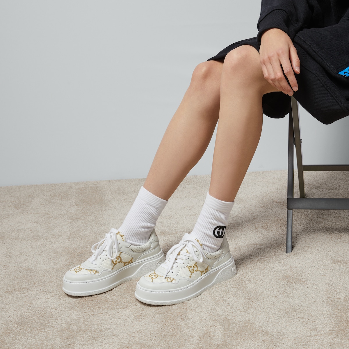 Gvc*1 GG Sneaker White For Women 670408 AACXG 9059