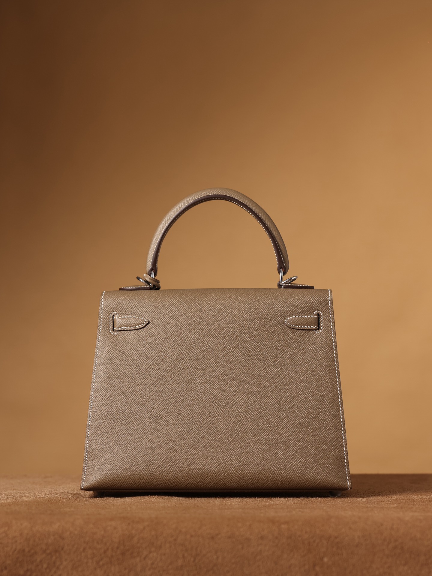 H**me5 Kelly Epsom Silver Tone Lock Bag Grey For Women 9,8in/25cm