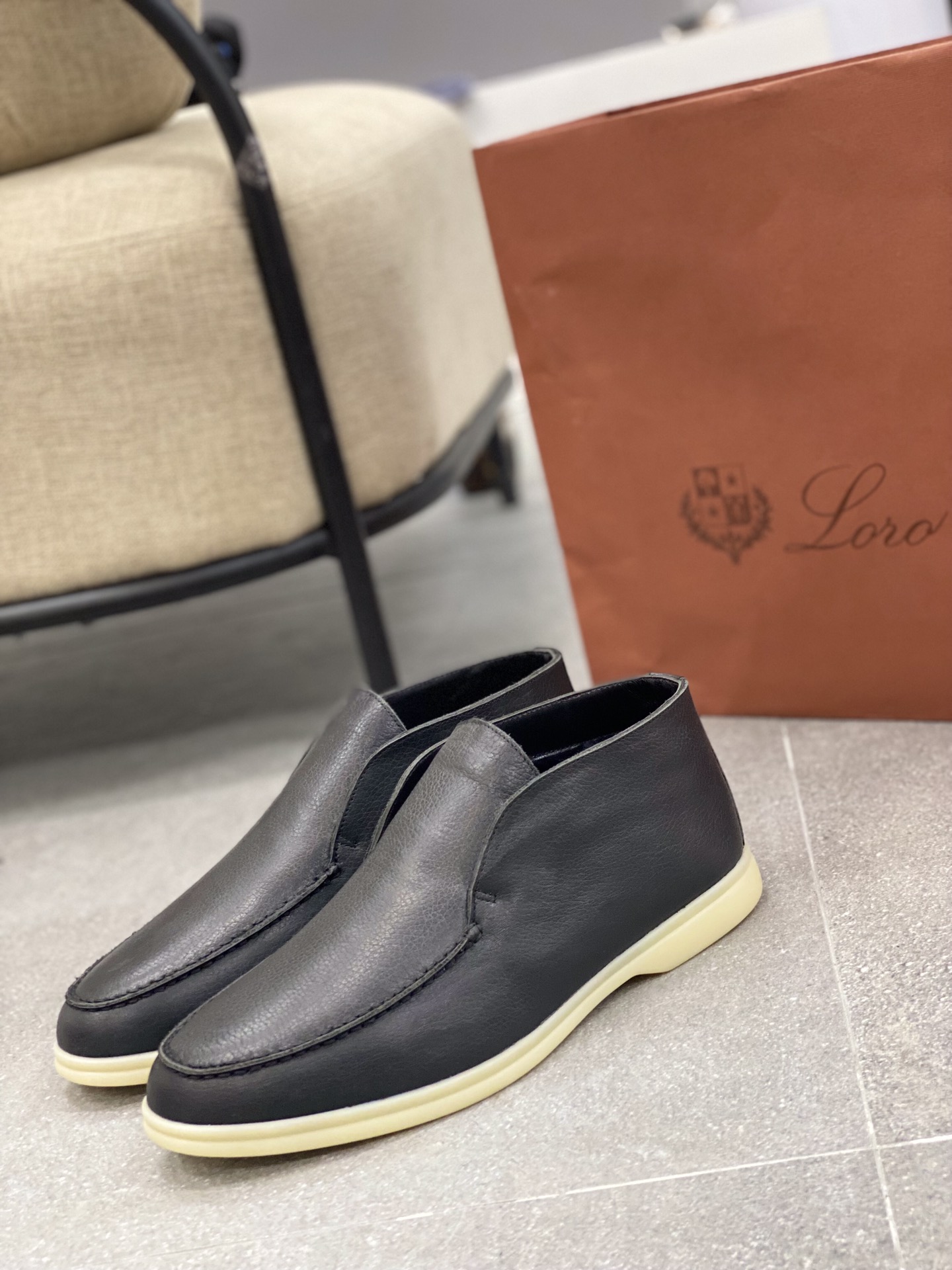 L0r0 P1ana Open Walk Ankle Boots Black For Men FAI3276