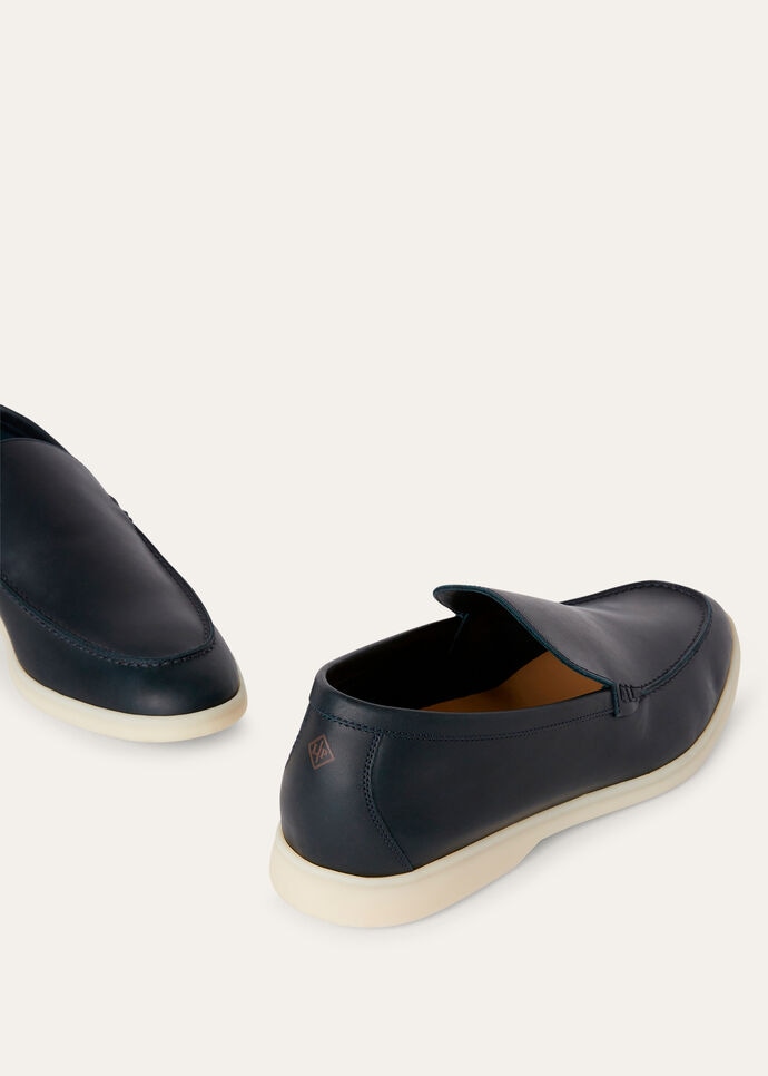 L0r0 P1ana Summer Walk Loafers Navy Blue For Men FAM9405