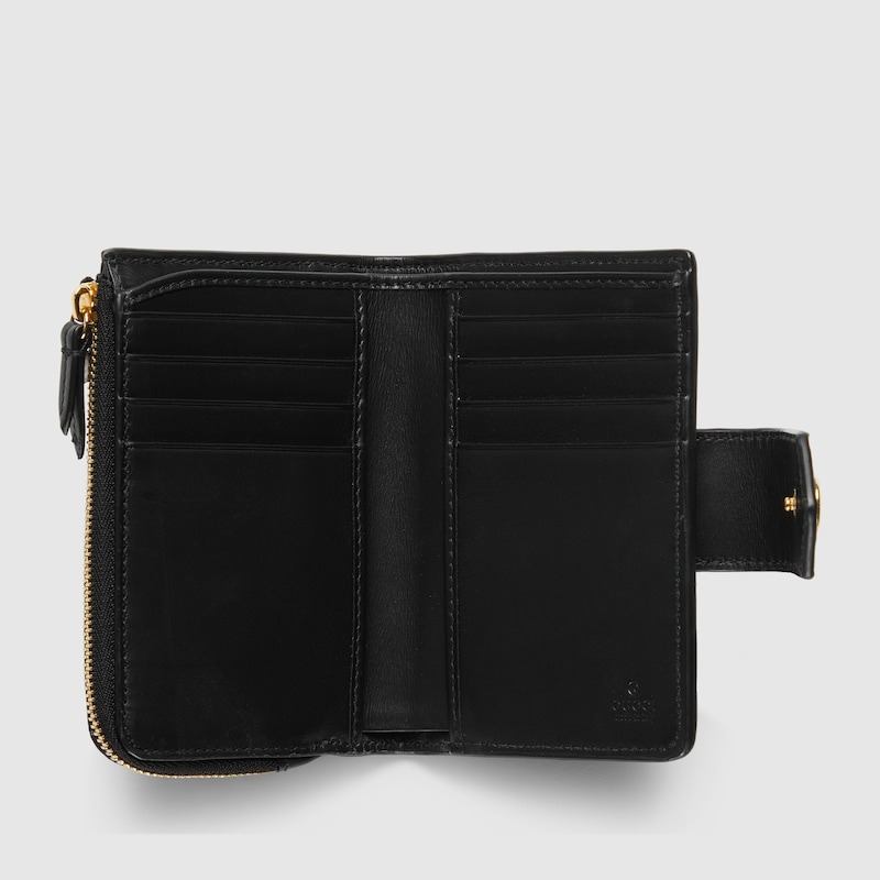 Gvc*1 GG Medium Wallet Black For Women 6.7in/17cm 790131 AADLO 1000