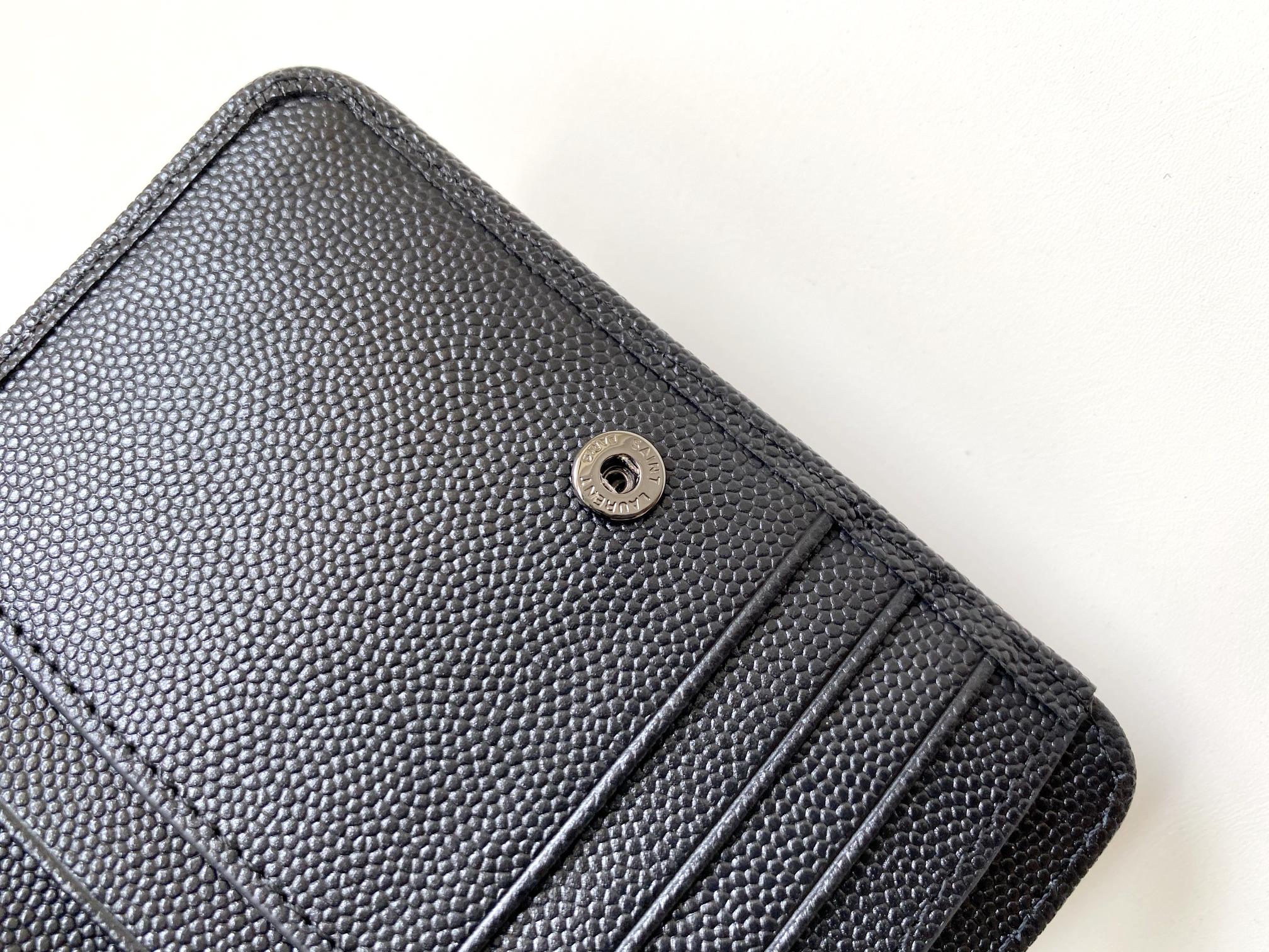 Sa1nt Lau*nt Cassandre Matelaseé Compact Zip Around Wallet Black For Women 4.7in/12cm 668288BOW081000 Y51