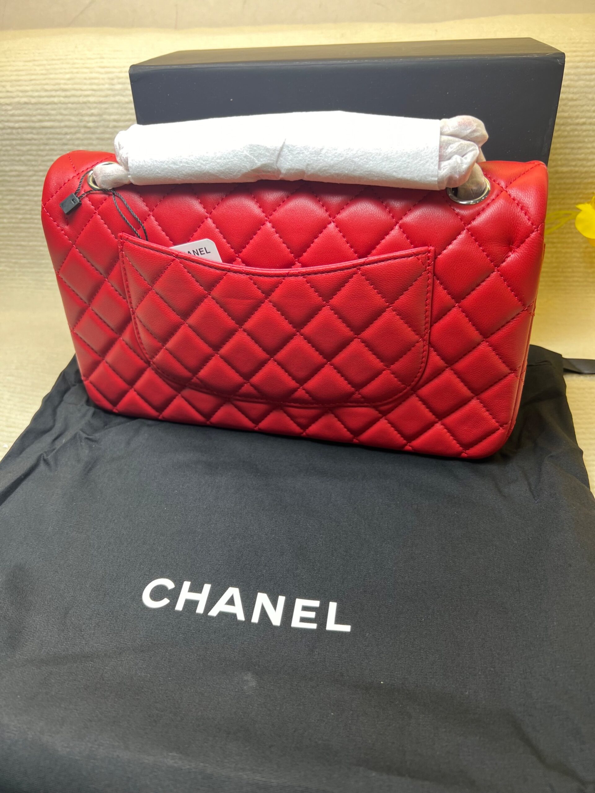[True-to-ORIGINAL] Ch**el Classic Hand Bag Red For Women 9.9in/25.5cm