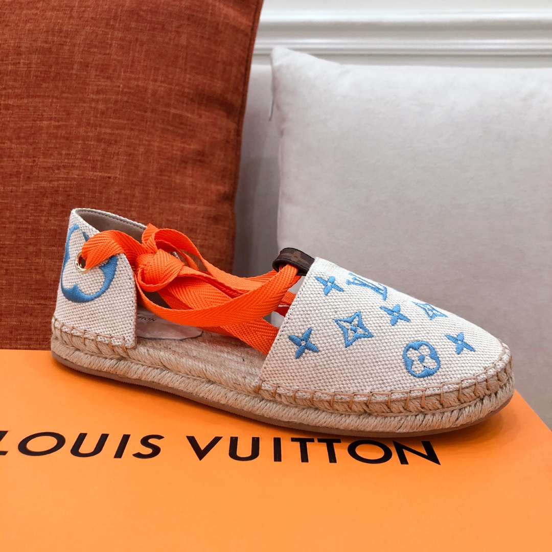 L0vis Vvtt0n Women’s Starboard Flat Espadrille Blue For Women LV