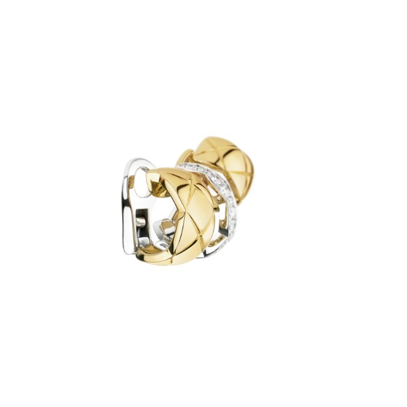 Ch**el Coco Crush Earrings White/Yellow Gold For Women J11191