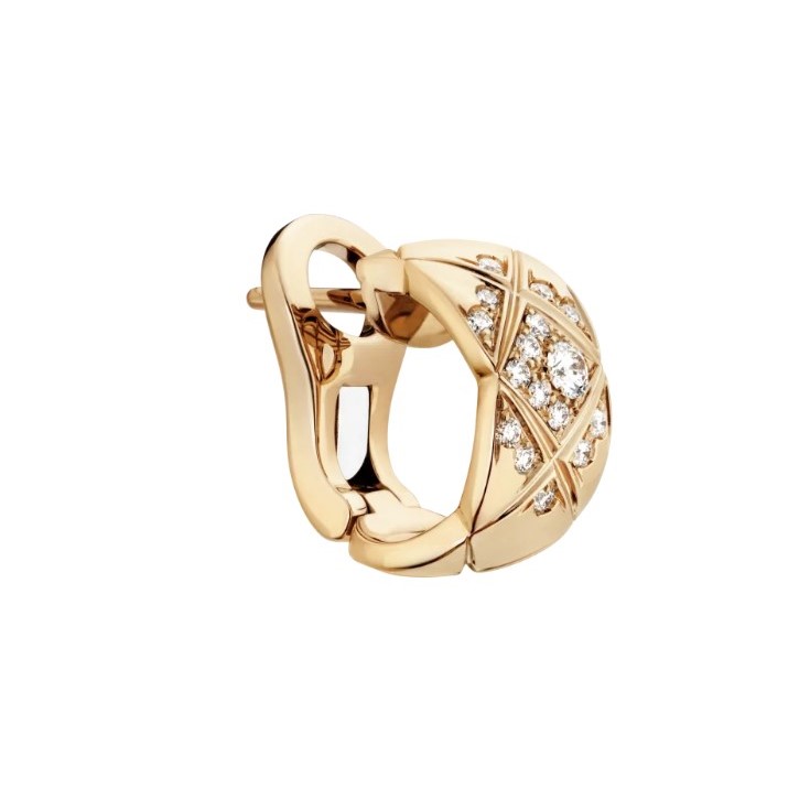 Ch**el Coco Crush Earrings Beige Gold For Women J12573