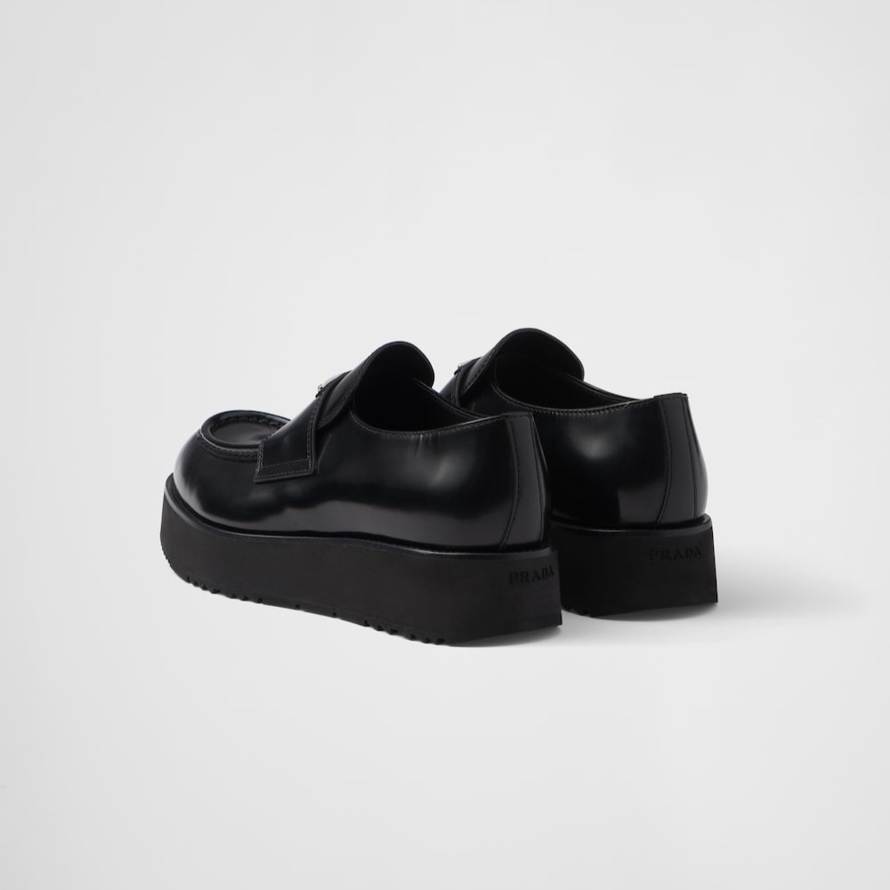 Pra*a Brushed Leather Loafers Black For Men 2DG147_055_F0002_F_X023