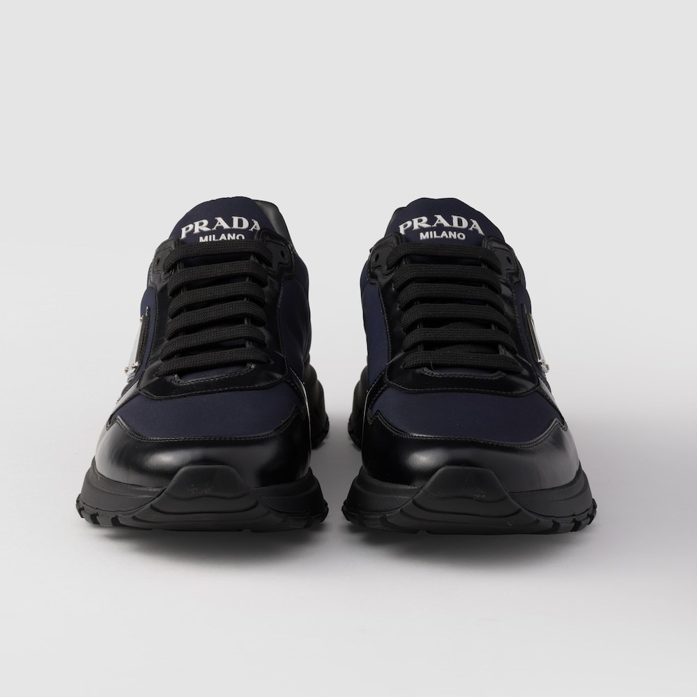 Pra*a Prax 01 Re-Nylon And Brushed Leather Sneakers Blue/Black For Men 2EE369_3LF5_F0713_F_G000