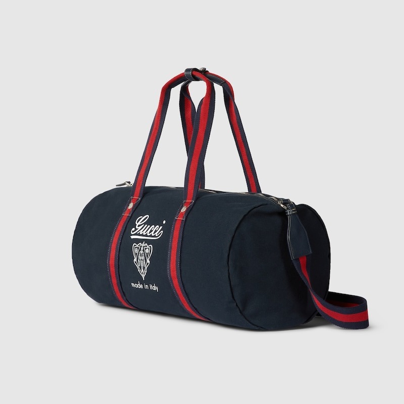 Gvc*1 Large Printed Canvas Duffle Bag Dark Blue 21.3in/54cm 816866 FAD78 4044
