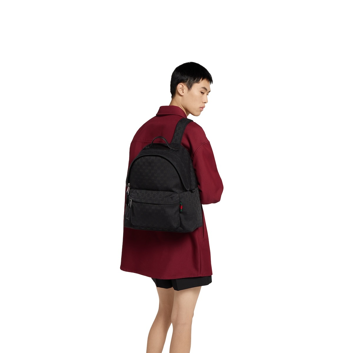 Gvc*1 Medium GG Backpack With Web Black For Men 14.2in/36cm 824624 FAEHZ 1042