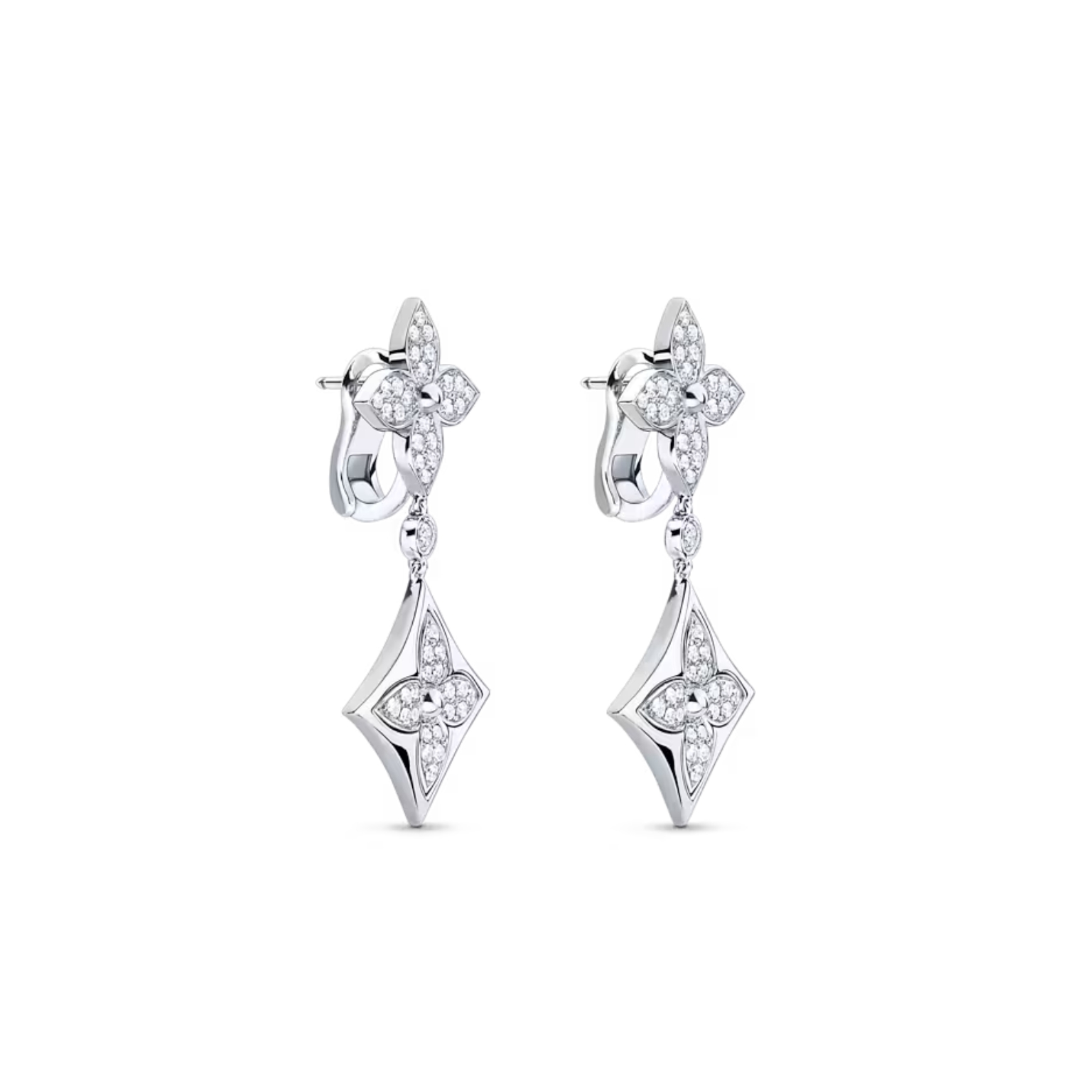 L0vis Vvtt0n Color Blossom Long Earrings Silver-Toned For Women Q96501