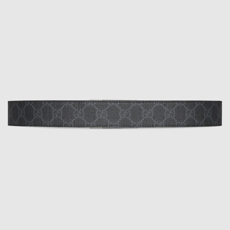 Gvc*1 GG Belt 35mm With Rectangular Buckle Black For Men 722370 KGD0N 1000