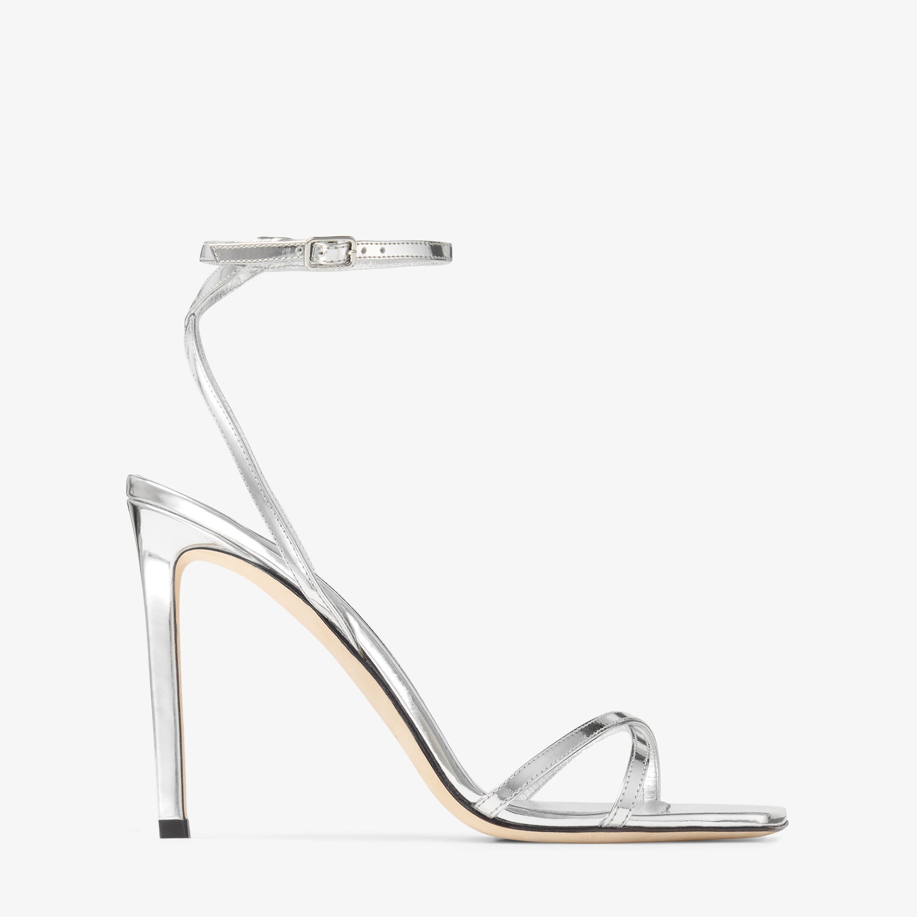 J1m*y Ch00 Metz 100 Metal Leather Sandal Silver For Women METZ100QUI