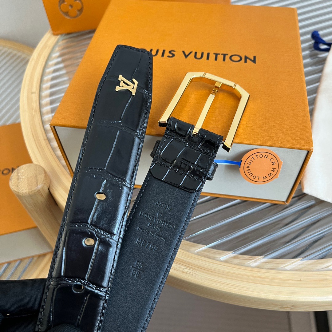 L0vis Vvtt0n Heritage 35mm Belt Black For Men M8709U