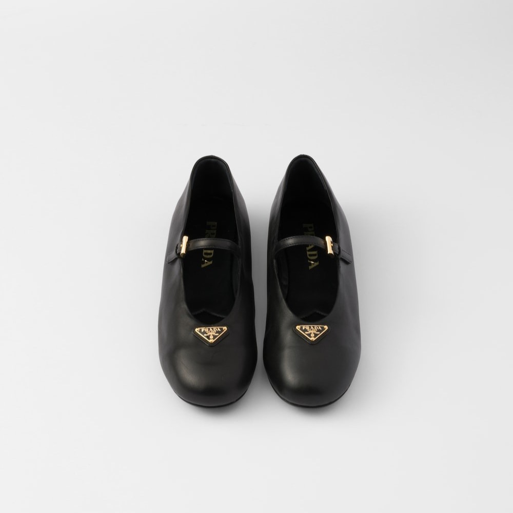 Pra*a Leather Ballerinas Black For Women 1F793N_038_F0002_F_005