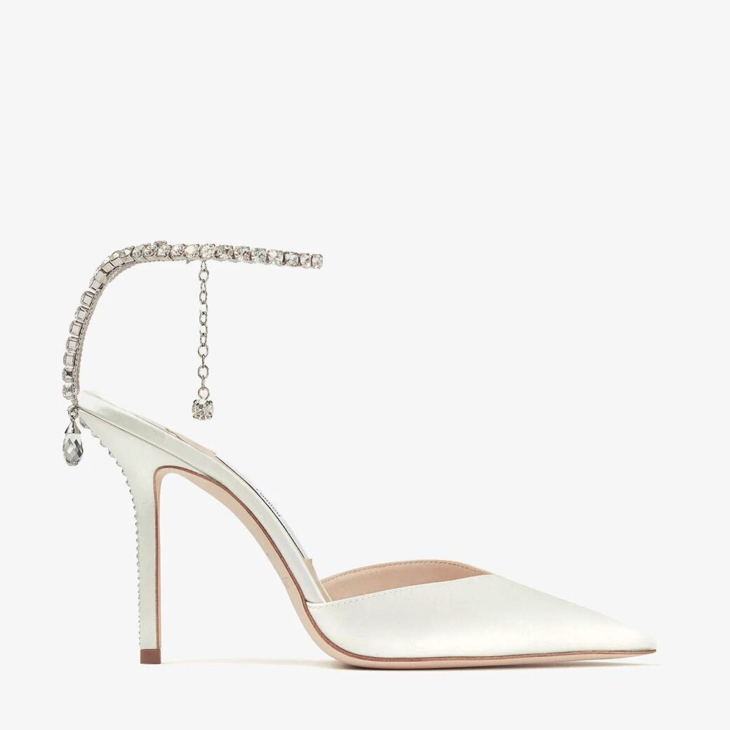 J1m*y Ch00 Saeda 100 Pumps Ivory For Women SAEDA100BBD