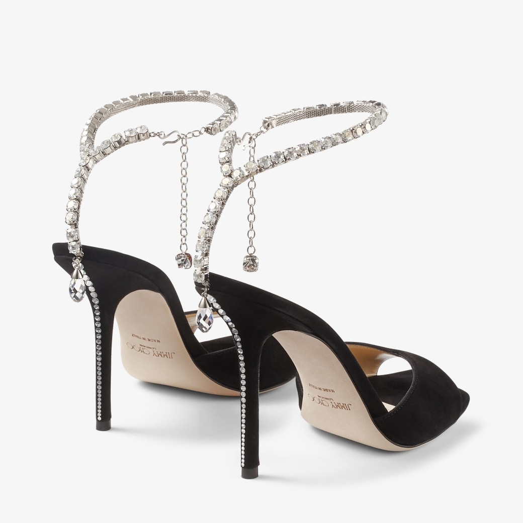 J1m*y Ch00 Saeda Sandal 100 Black/Crystal For Women SAEDASANDAL100EWA