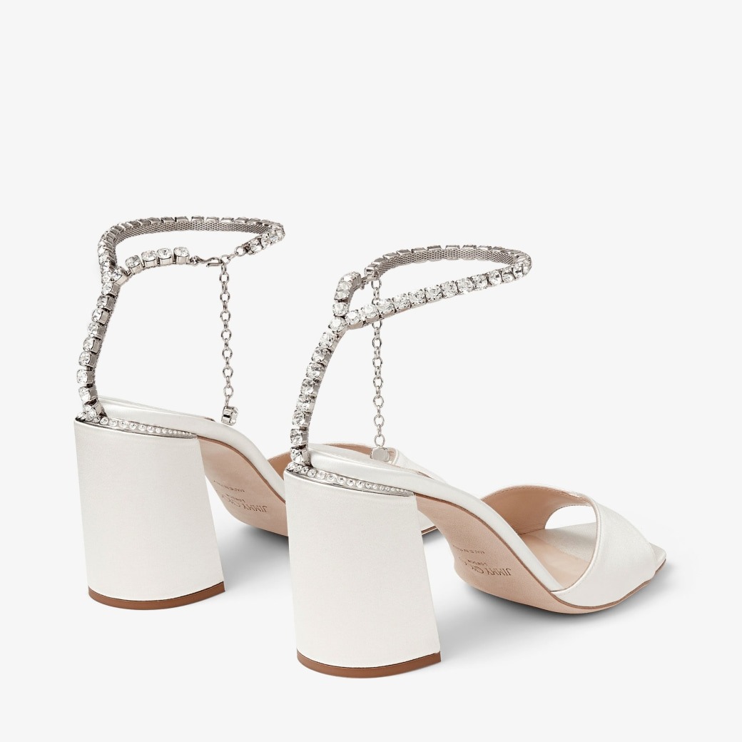 J1m*y Ch00 Saeda Sandal Block Heel 85 Ivory For Women SAEDASANDALBH85BGH