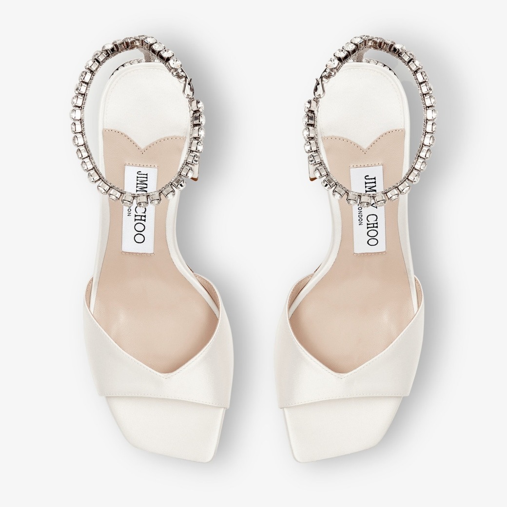 J1m*y Ch00 Saeda Sandal Block Heel 85 Ivory For Women SAEDASANDALBH85BGH