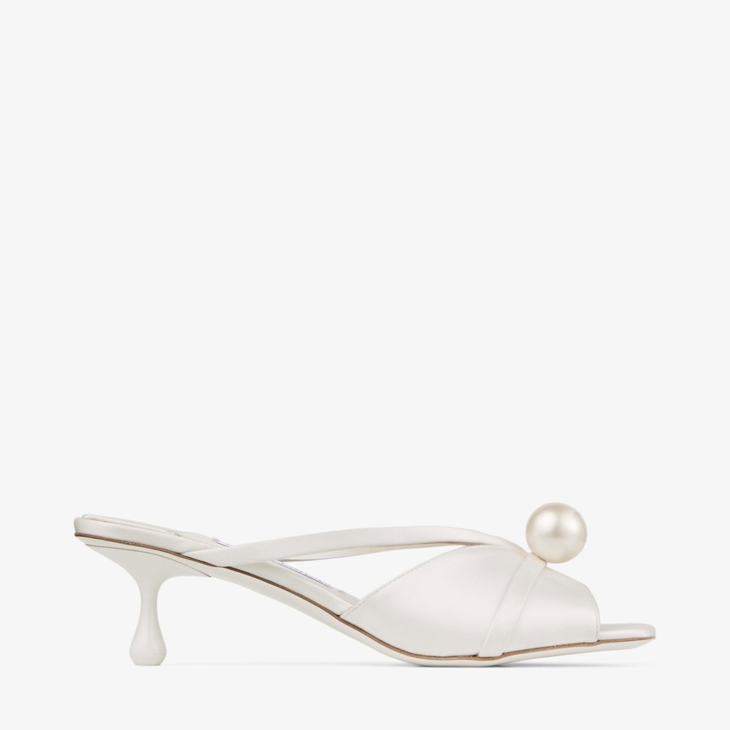 J1m*y Ch00 Siva Mule 50 Ivory/White For Women SIVAMULE50AOD